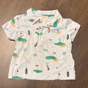 Toddler Polo Shirt with Golf Print - Light Gray